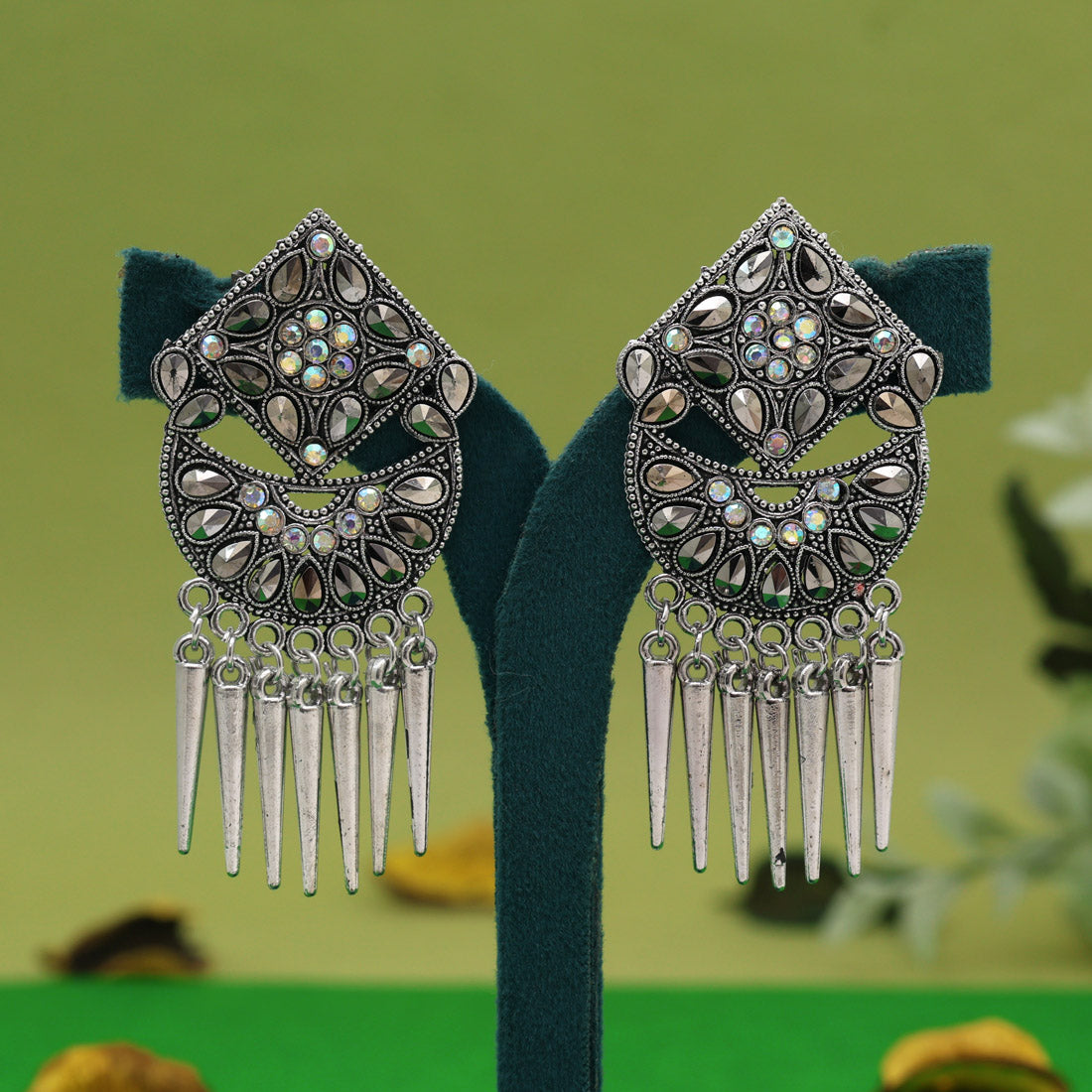 Silver Color Oxidised Earrings (GSE3037SLV) Jewellery GetGlit