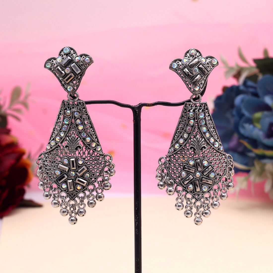 Silver Color Oxidised Earrings (GSE3039SLV) Jewellery GetGlit