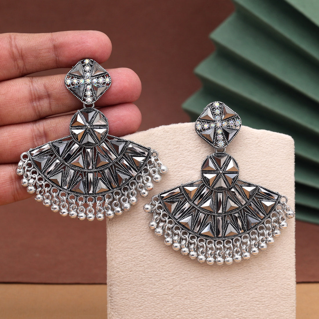 Silver Color Oxidised Earrings (GSE3040SLV)