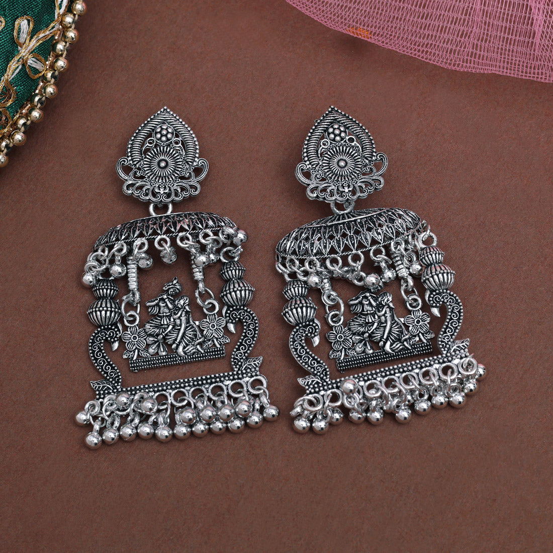 Silver Color Oxidised Earrings (GSE3041SLV) Jewellery GetGlit