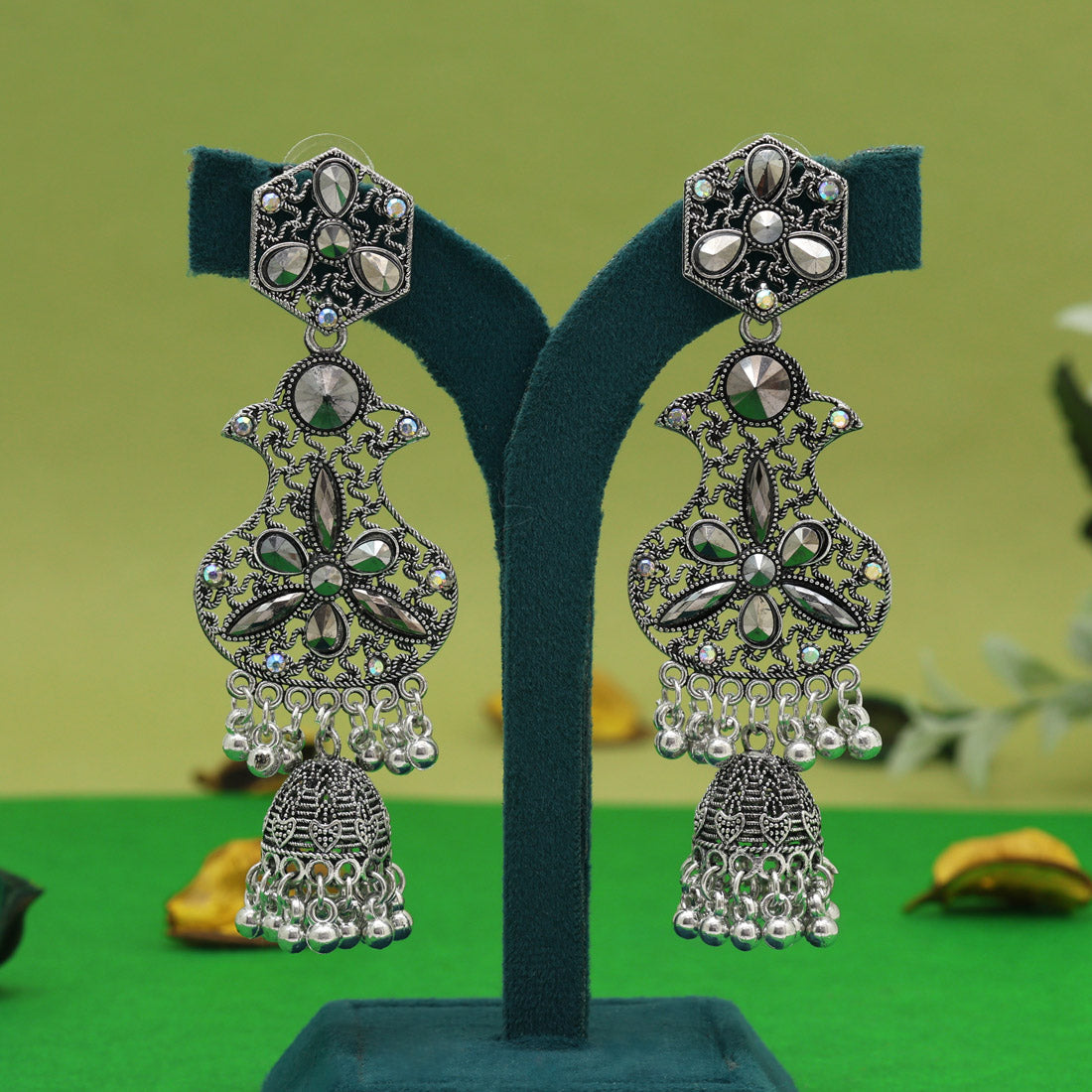 Silver Color Oxidised Earrings (GSE3042SLV) Jewellery GetGlit