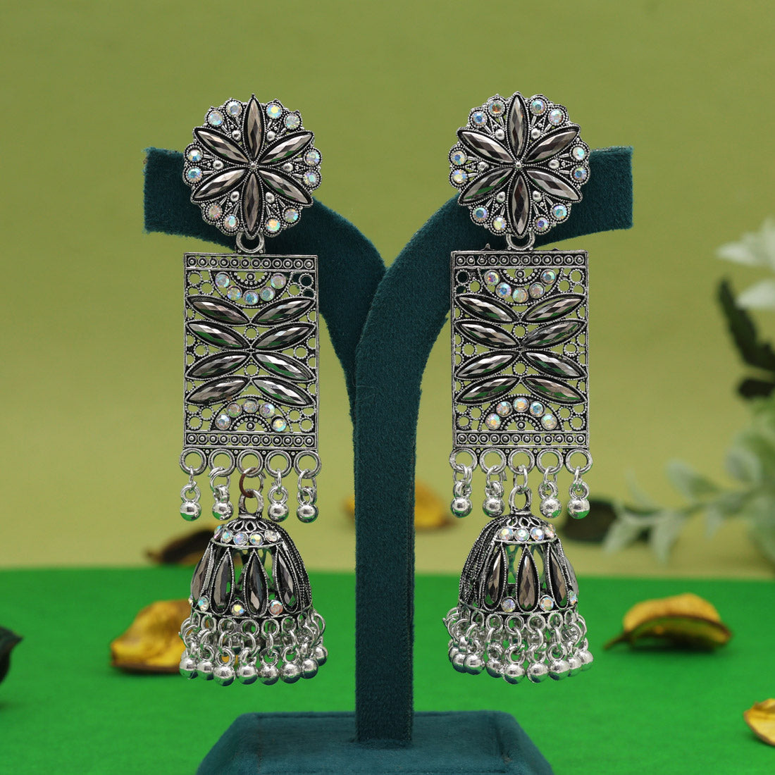 Silver Color Oxidised Earrings (GSE3043SLV) Jewellery GetGlit