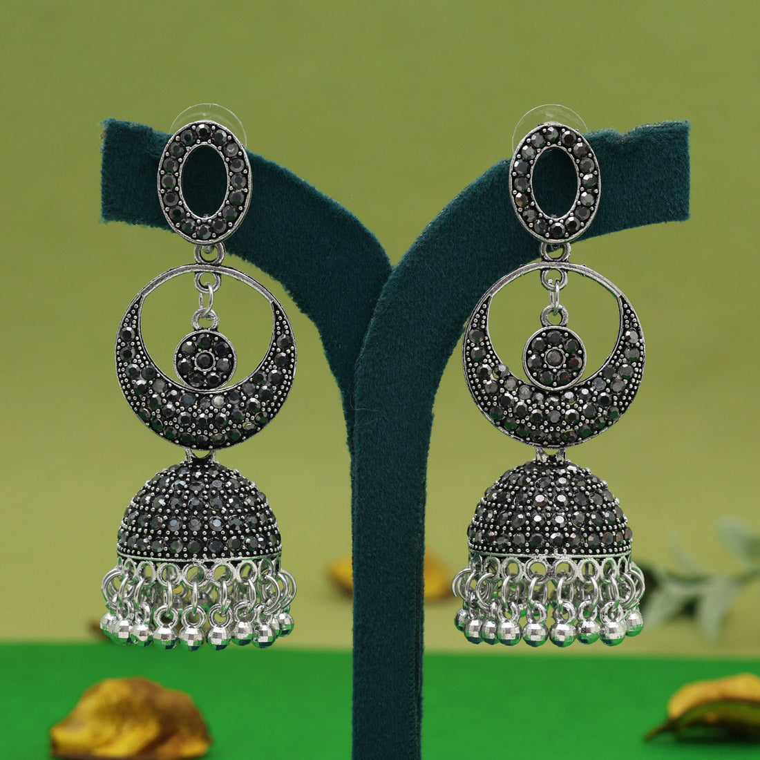 Silver Color Oxidised Earrings (GSE3045SLV) Jewellery GetGlit   