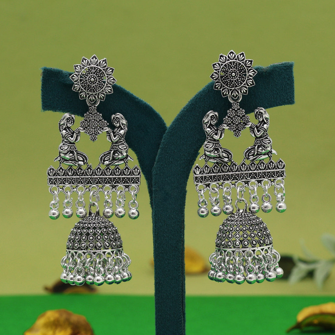 Silver Color Oxidised Earrings (GSE3047SLV) Jewellery GetGlit   