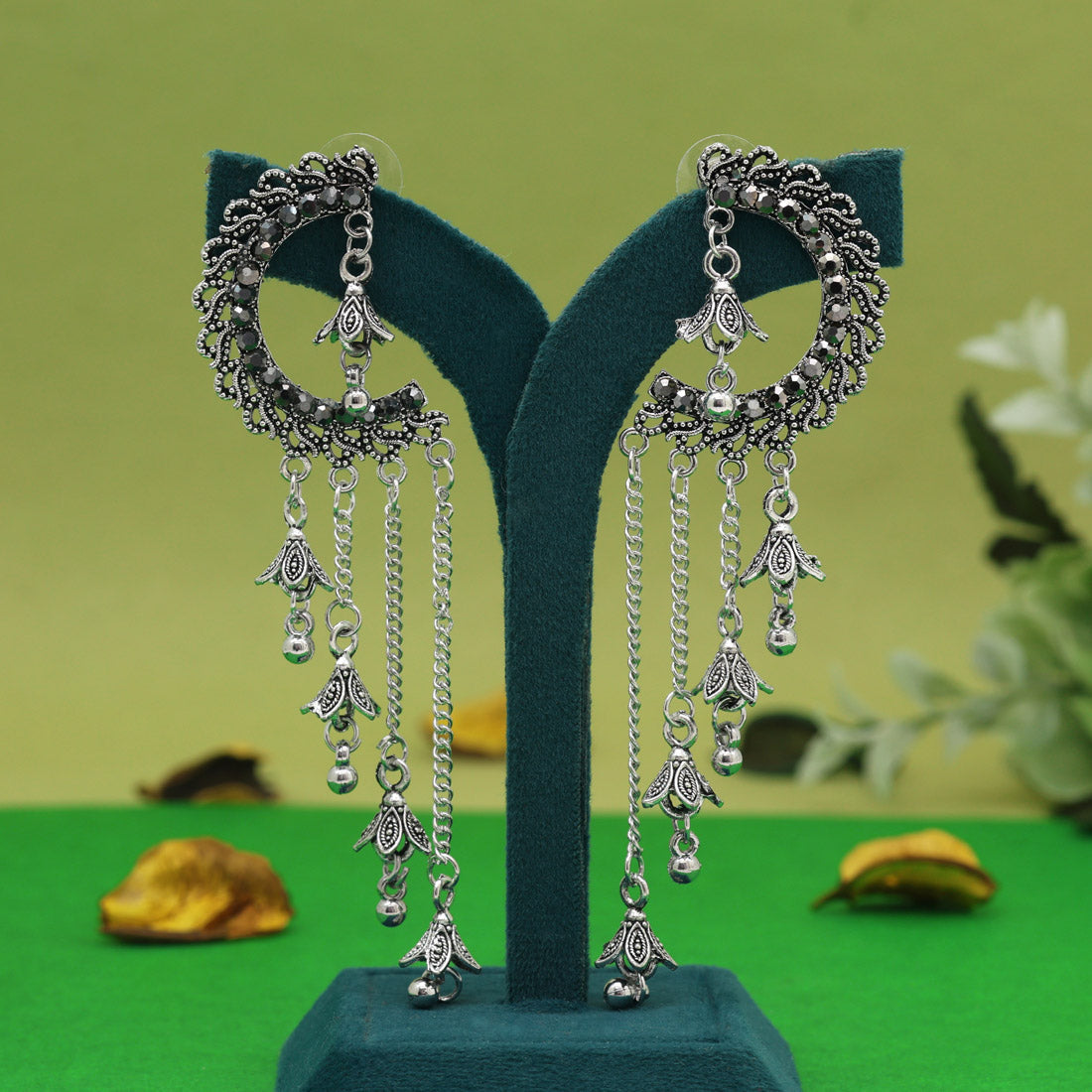 Silver Color Oxidised Earrings (GSE3048SLV) Jewellery GetGlit   