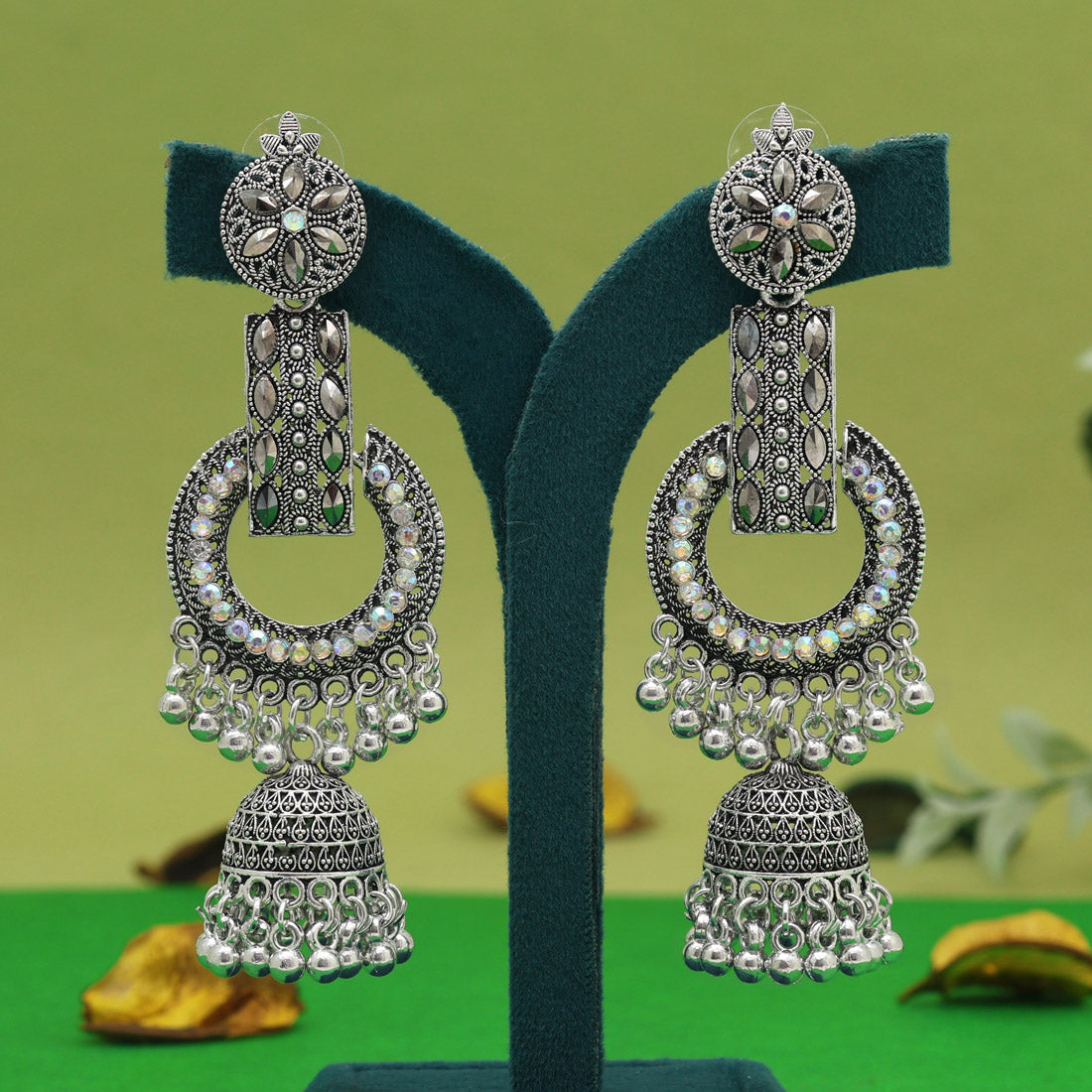 Silver Color Oxidised Earrings (GSE3049SLV) Jewellery GetGlit   