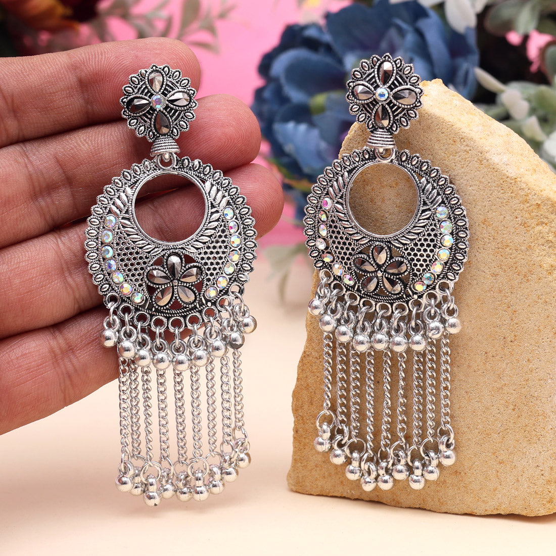 Silver Color Oxidised Earrings (GSE3050SLV)