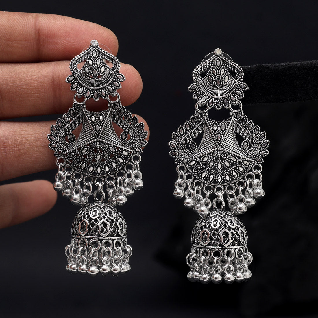 Silver Color Oxidised Earrings (GSE3052SLV) Jewellery GetGlit