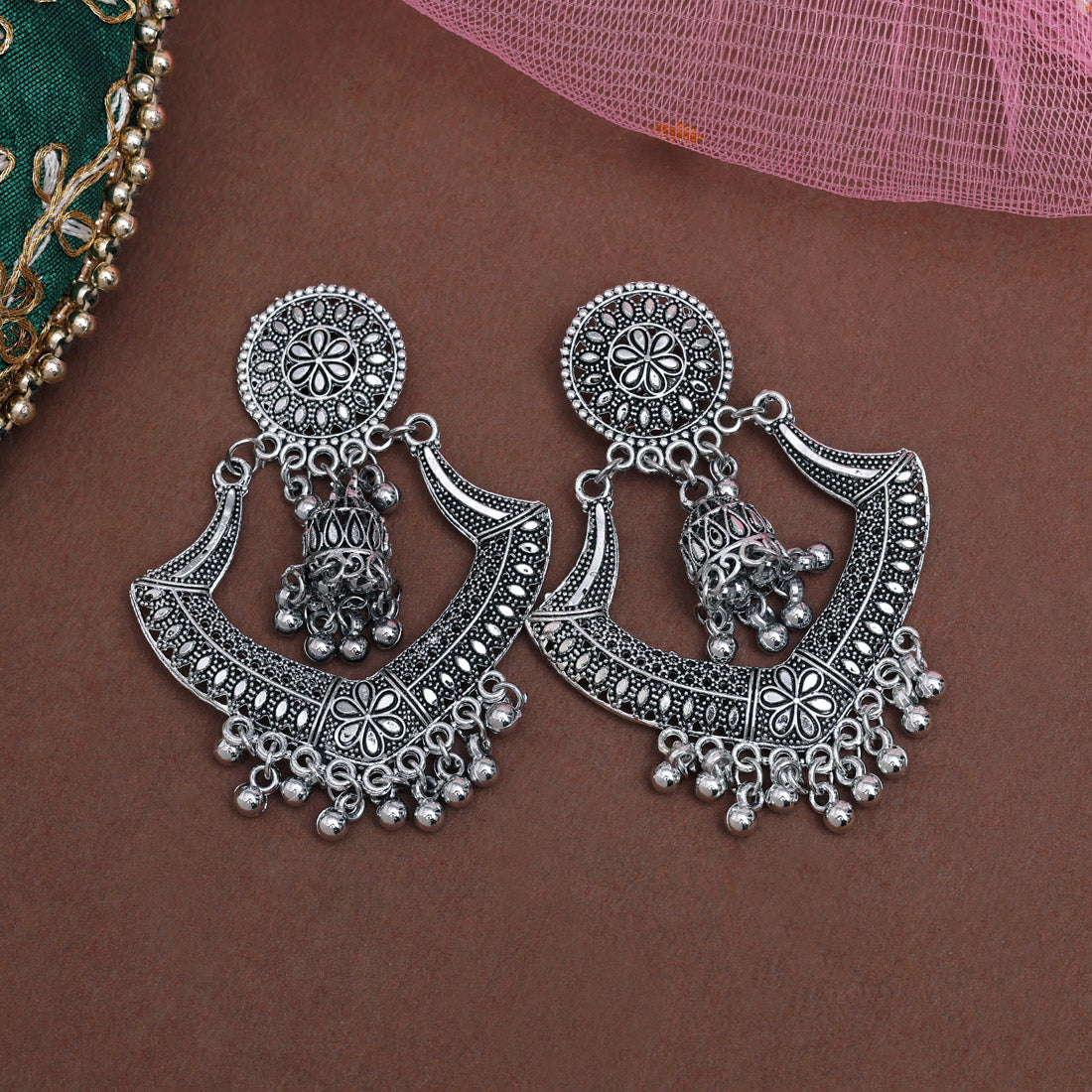 Silver Color Oxidised Earrings (GSE3053SLV) Jewellery GetGlit