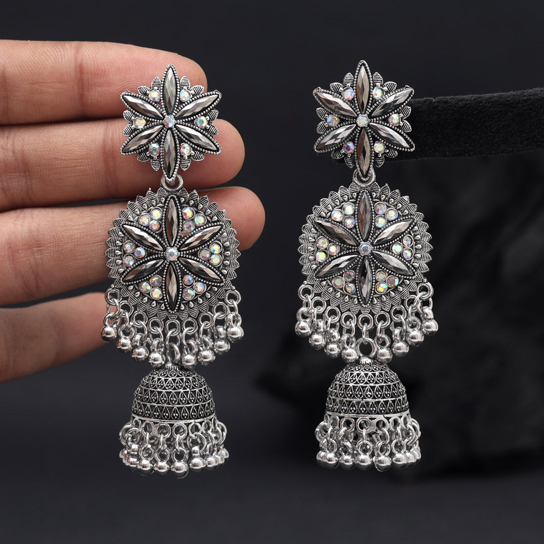 Silver Color Oxidised Earrings (GSE3055SLV)