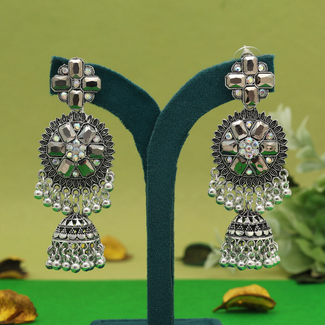 Silver Color Oxidised Earrings (GSE3056SLV) Jewellery GetGlit   