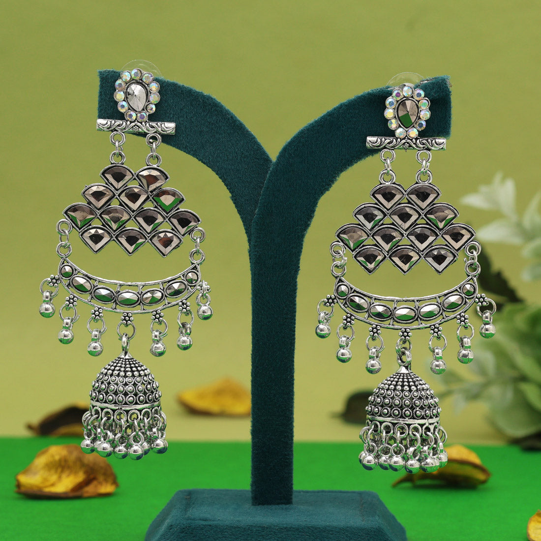 Silver Color Oxidised Earrings (GSE3057SLV) Jewellery GetGlit   