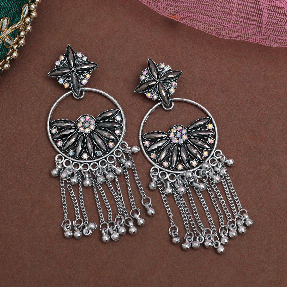 Silver Color Oxidised Earrings (GSE3058SLV)