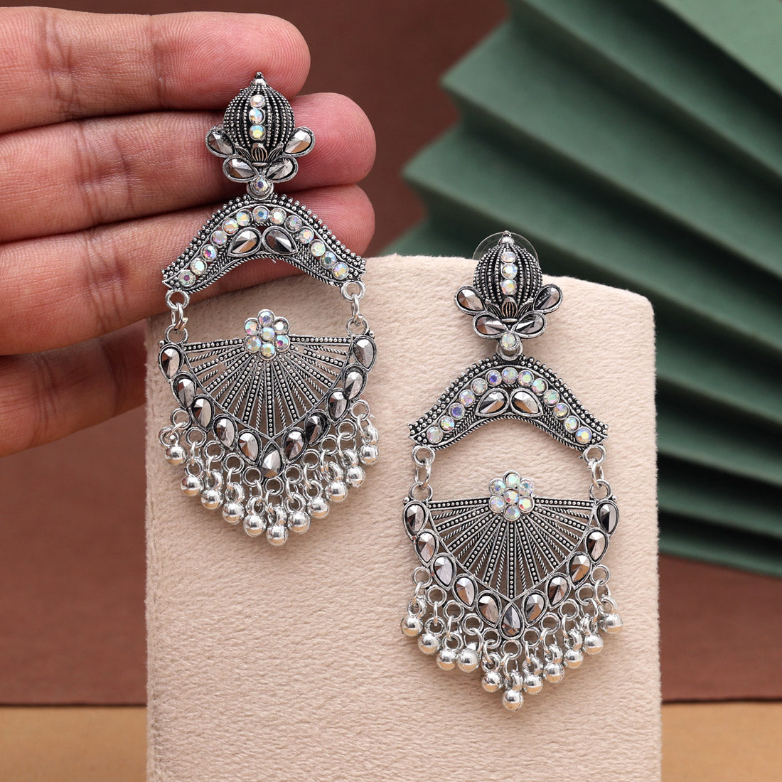 Silver Color Oxidised Earrings (GSE3059SLV) Jewellery GetGlit