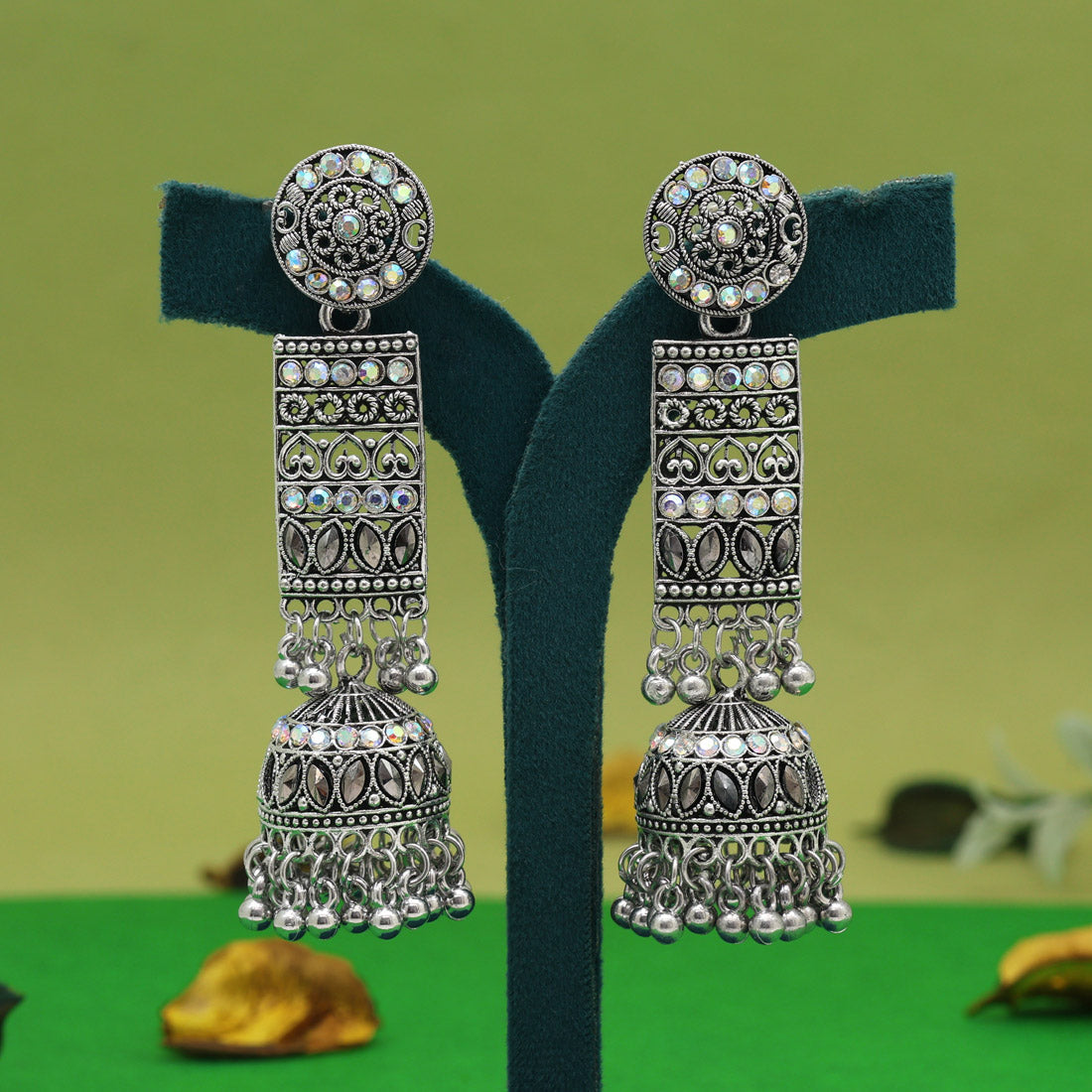 Silver Color Oxidised Earrings (GSE3060SLV) Jewellery GetGlit   