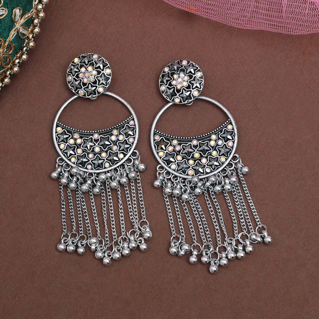 Silver Color Oxidised Earrings (GSE3062SLV) Jewellery GetGlit