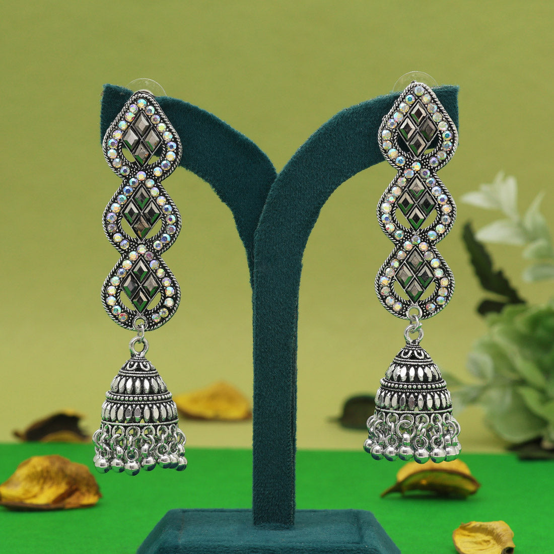 Silver Color Oxidised Earrings (GSE3065SLV) Jewellery GetGlit   