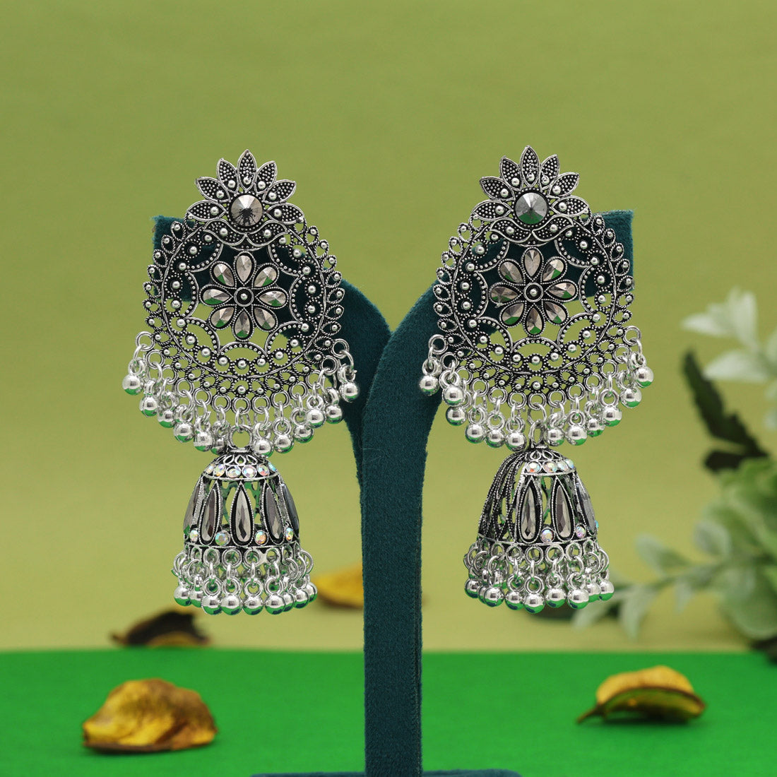 Silver Color Oxidised Earrings (GSE3067SLV) Jewellery GetGlit   