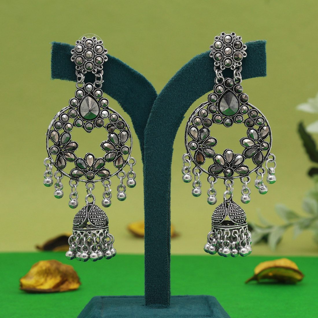 Silver Color Oxidised Earrings (GSE3068SLV) Jewellery GetGlit   