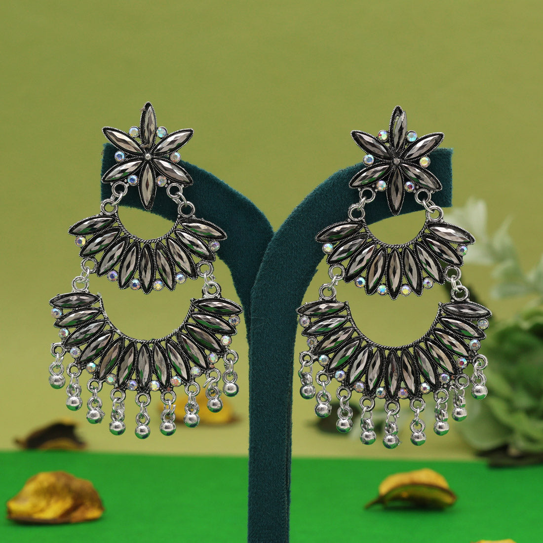 Silver Color Oxidised Earrings (GSE3070SLV) Jewellery GetGlit   