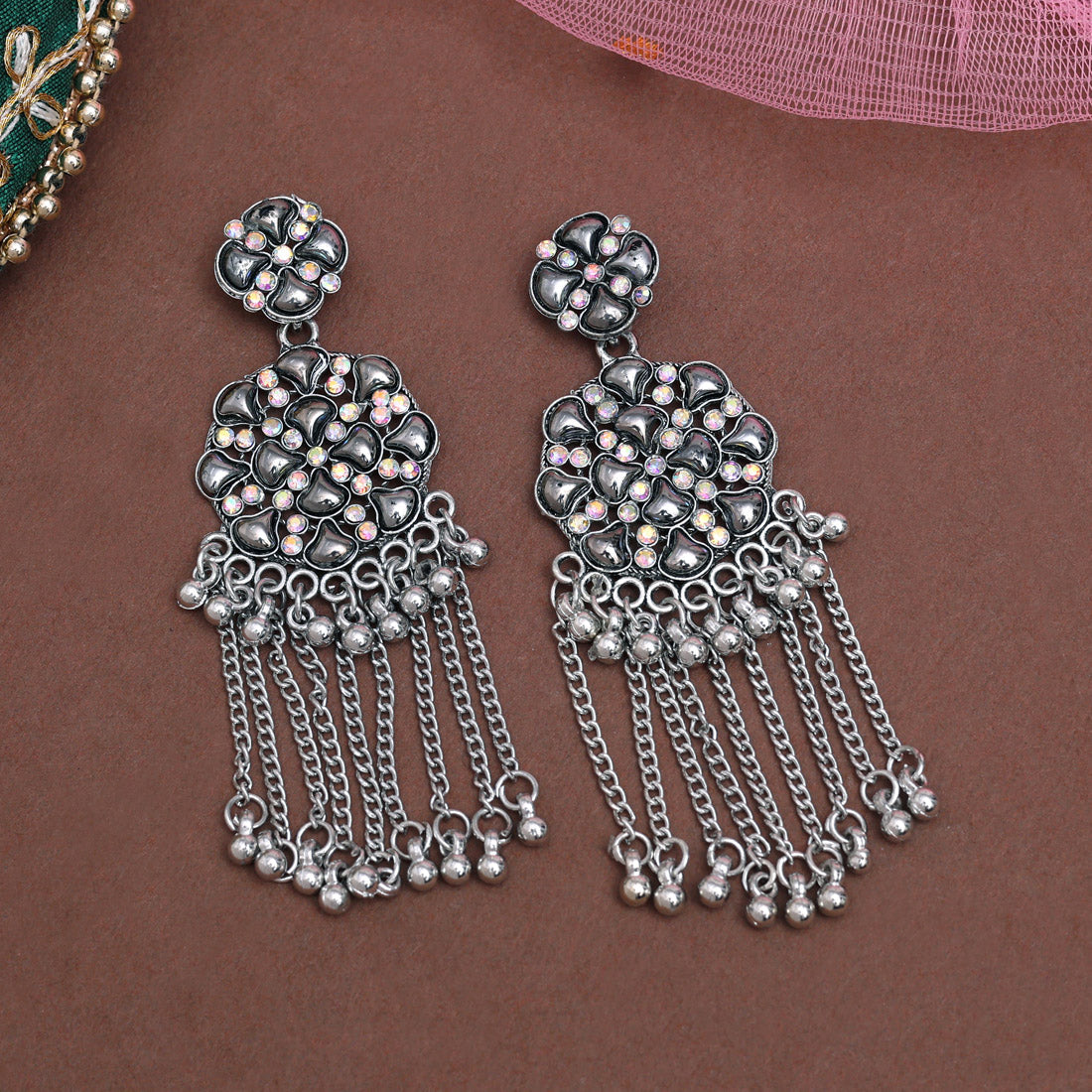 Silver Color Oxidised Earrings (GSE3071SLV) Jewellery GetGlit