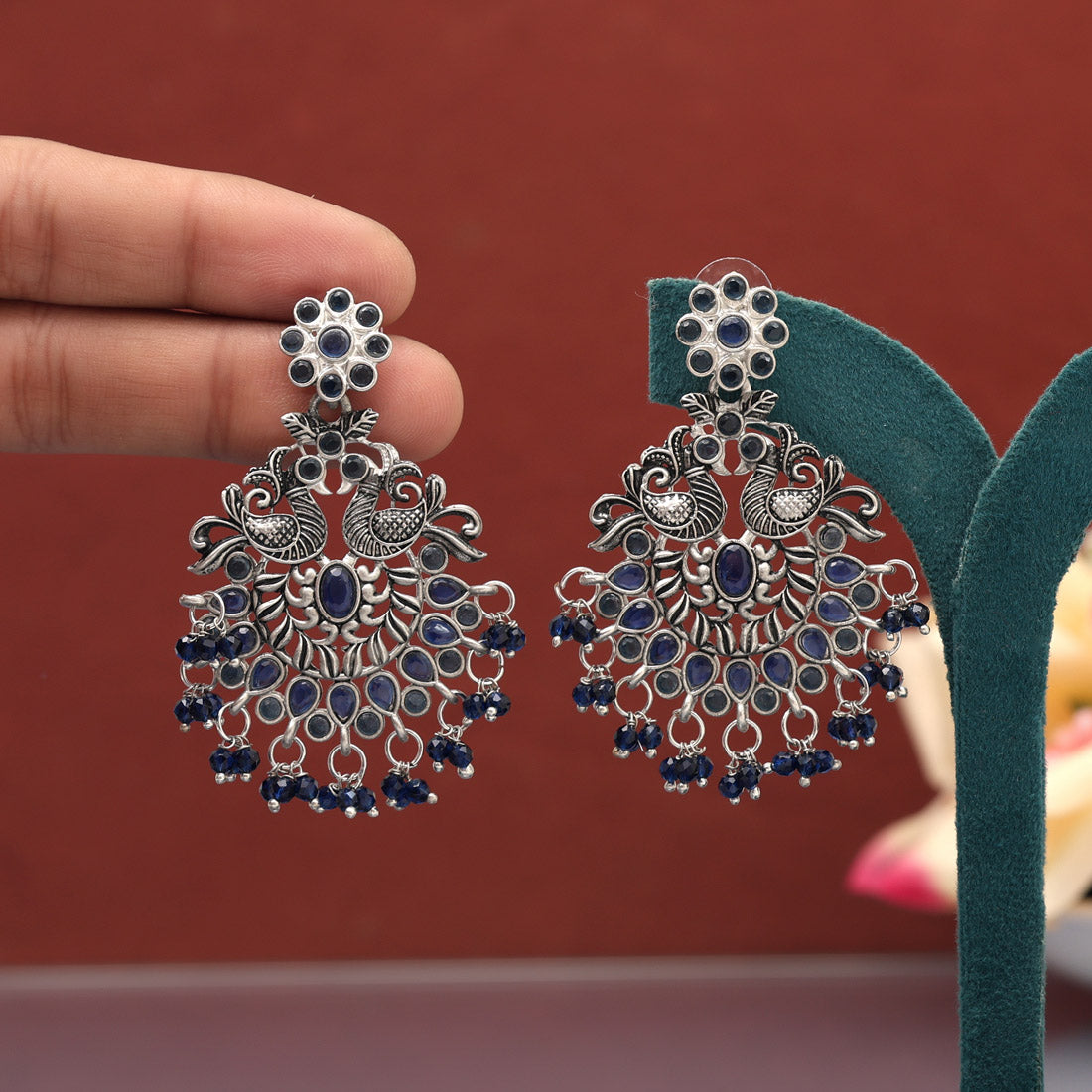 Blue Color Oxidised Earrings (GSE3083BLU) Jewellery GetGlit