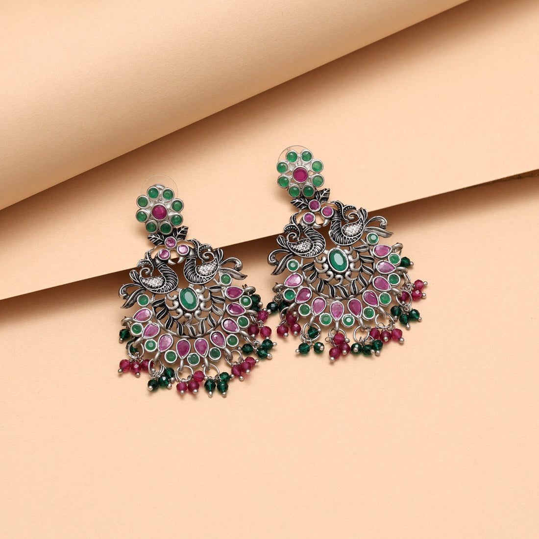 Rani & Green Color Oxidised Earrings (GSE3083RNIGRN) Jewellery GetGlit