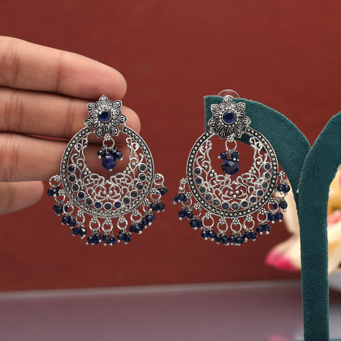 Blue Color Oxidised Earrings (GSE3084BLU) Jewellery GetGlit