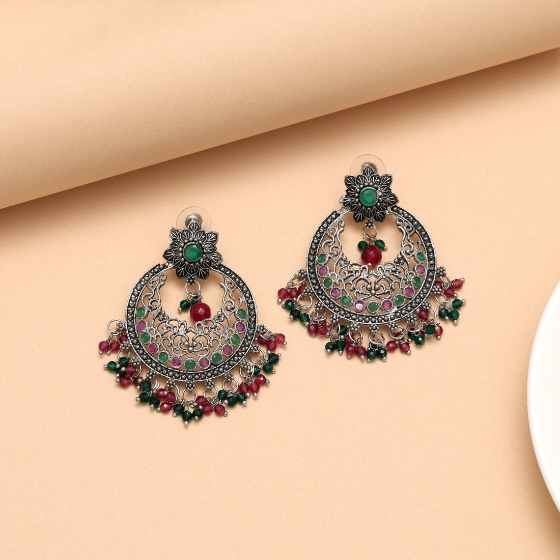 Rani & Green Color Oxidised Earrings (GSE3084RNIGRN) Jewellery GetGlit