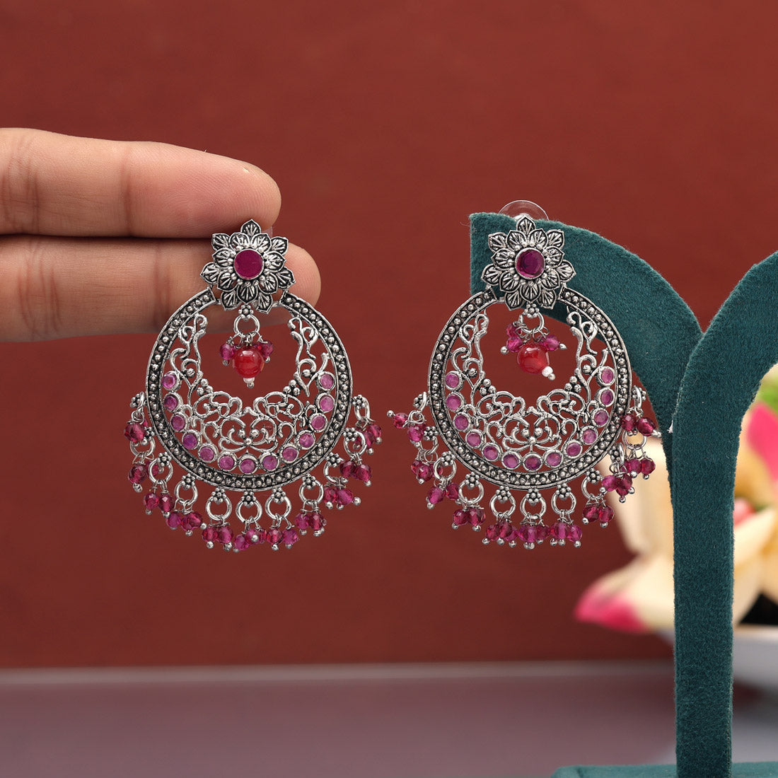 Rani Color Oxidised Earrings (GSE3084RNI) Jewellery GetGlit