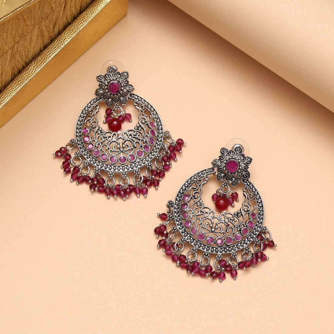 Rani Color Oxidised Earrings (GSE3084RNI) Jewellery GetGlit