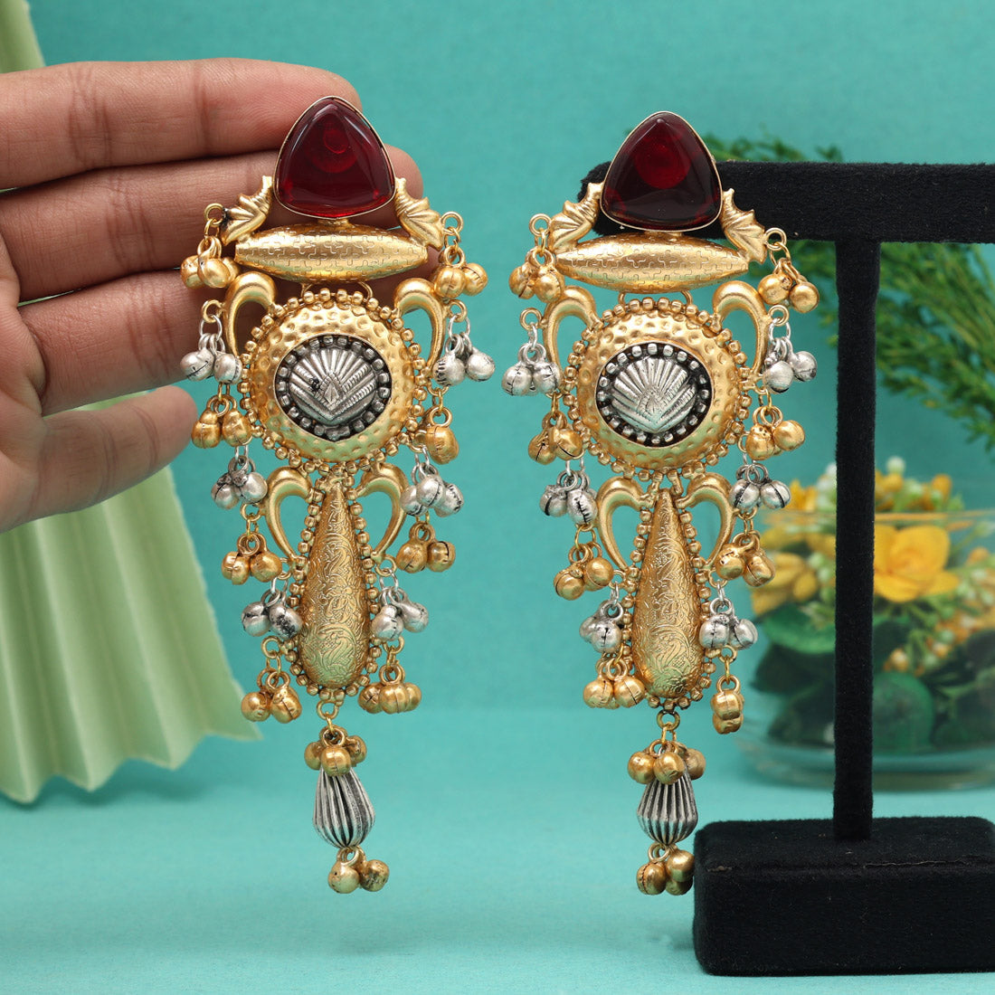 Maroon Color Unique Earrings With Premium Quality Monalisa Stone Earrings of Jaipur (GSE3088MRN) Jewellery GetGlit