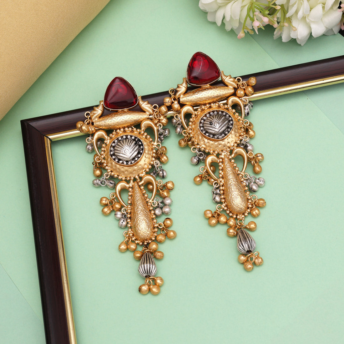 Maroon Color Unique Earrings With Premium Quality Monalisa Stone Earrings of Jaipur (GSE3088MRN) Jewellery GetGlit