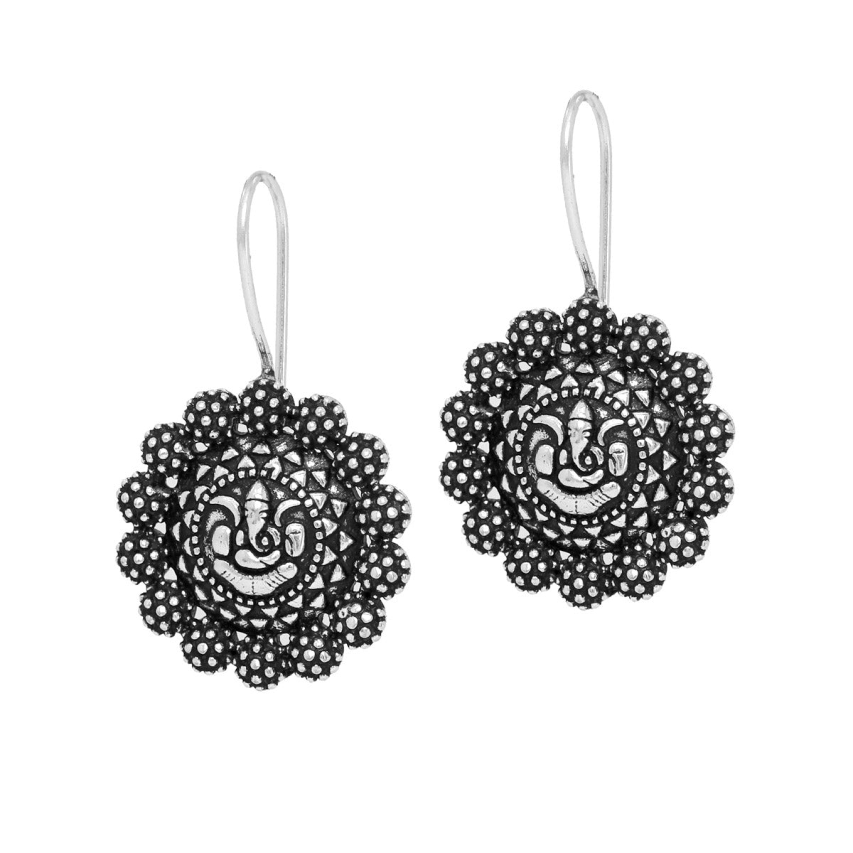 Wedding Ethnic German Silver Oxidised Earrings