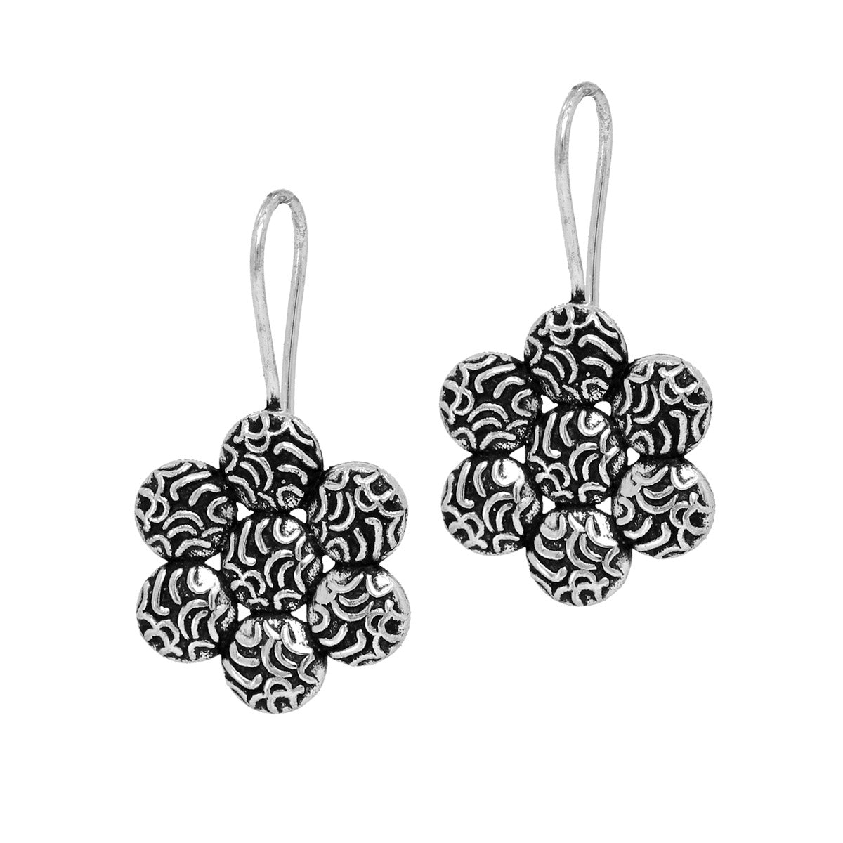 New Designer Flower Shape Handmade Indian Traditional Oxidised Stud Earrings (GSE475SLV) Jewellery GetGlit