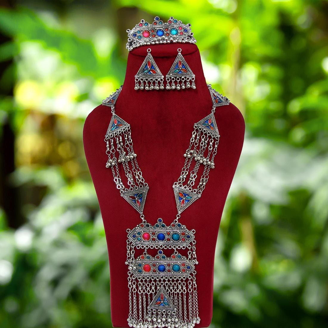 Multi Color Oxidised Meena Work Necklace Set (GSN1625MLT) Jewellery GetGlit   