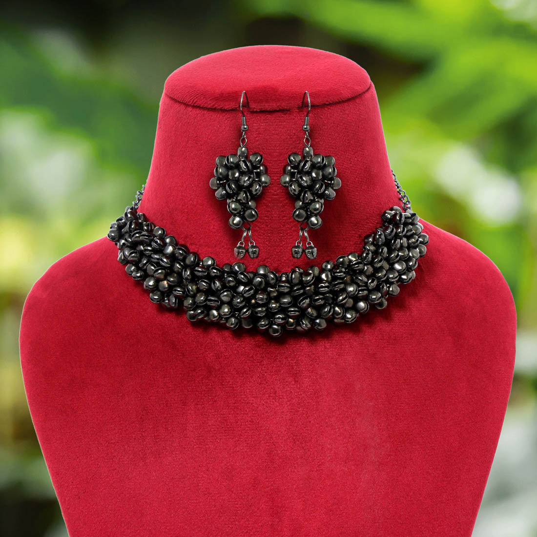 Black Color Oxidised Necklace Set (GSN1635BLK) Necklaces GetGlit   