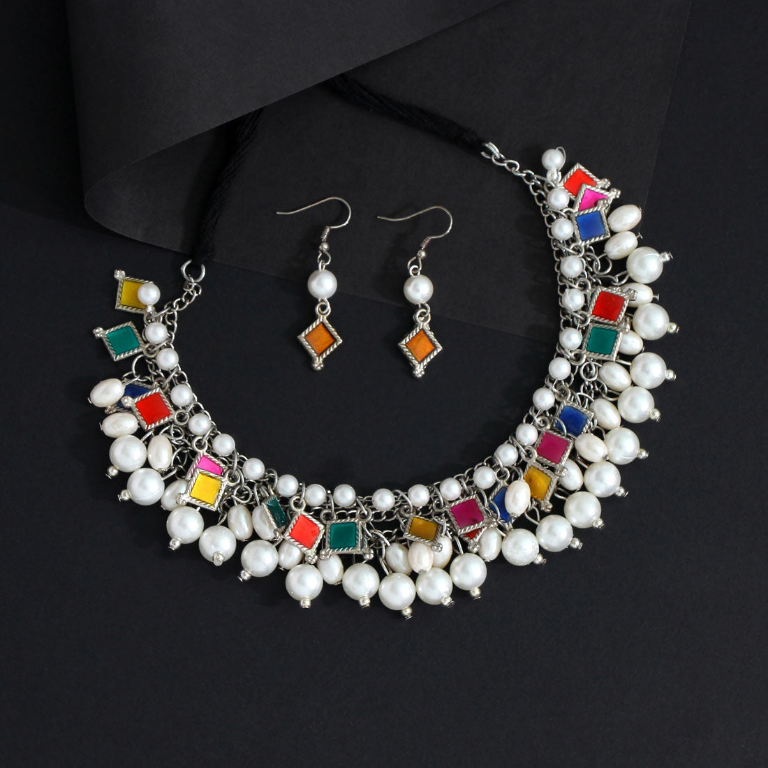 Multi Color Oxidised Meena Work Necklace (GSN1661MLT) Jewellery GetGlit   