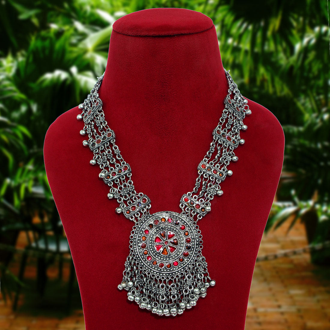 Multi Color Oxidised Meena Necklace (GSN1663MLT) Necklaces GetGlit   