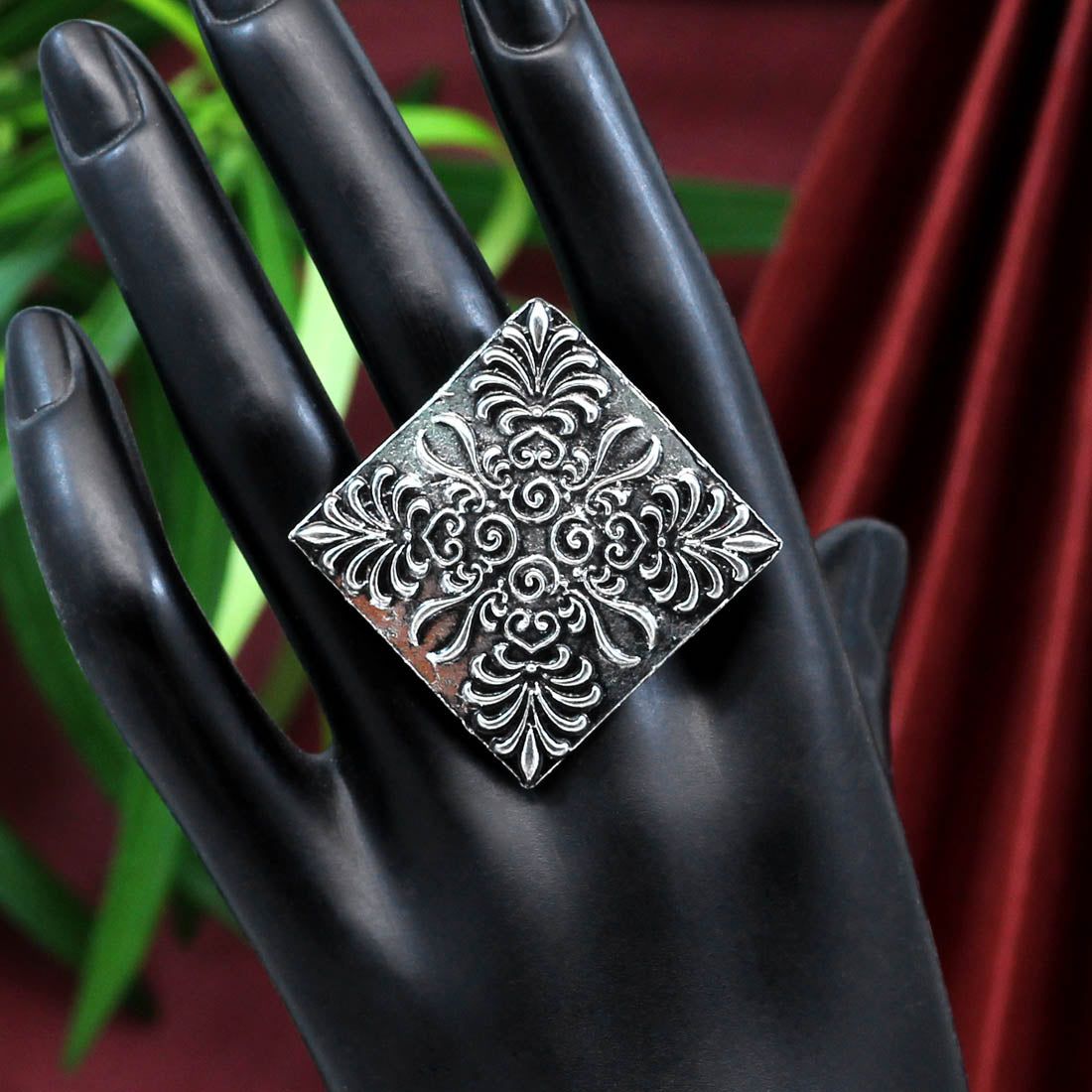 Silver Color Oxidised Ring (GSR492SLV)  GetGlit   