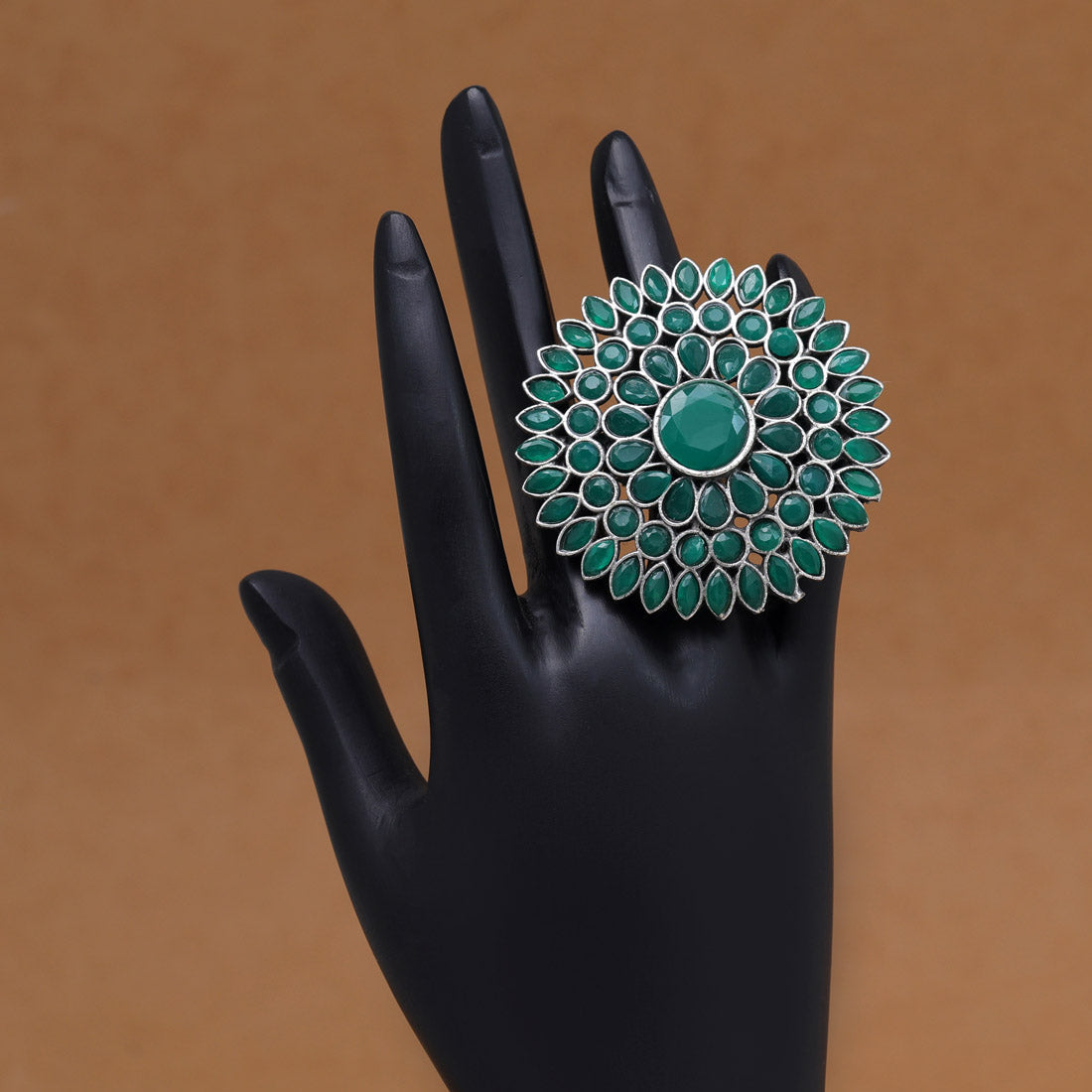 Green Color Oxidised Rings (GSR534GRN)  GetGlit   