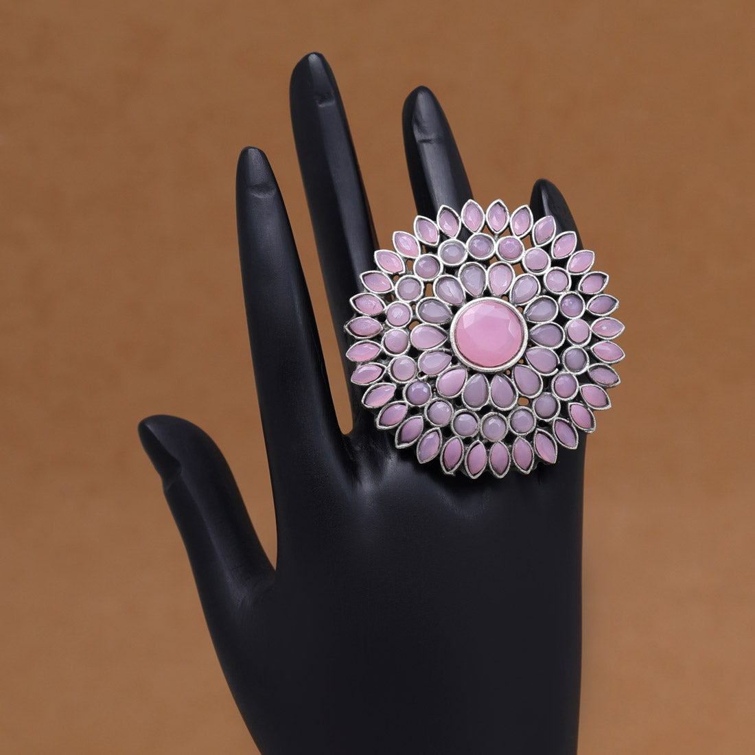 Pink Color Oxidised Rings (GSR534PNK)  GetGlit   