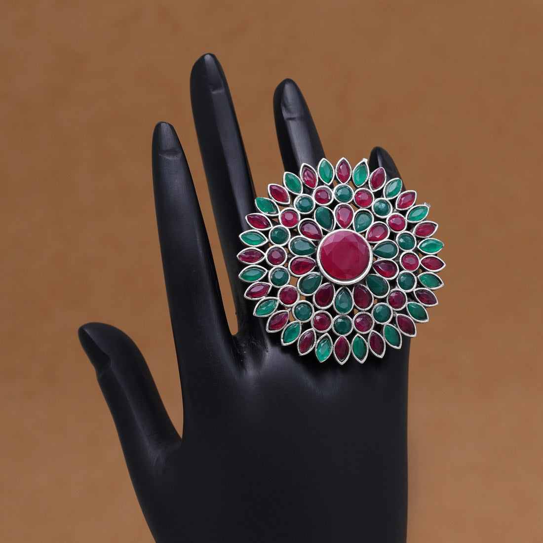 Rani Green Color Oxidised Rings (GSR536RNIGRN)  GetGlit   