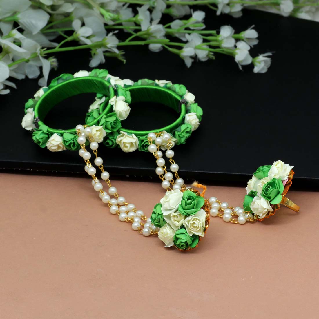 Green Color Hathphool (HF112GRN) Bracelets GetGlit   