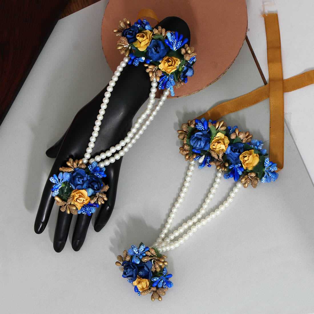 Blue Color Rose Floral Hathphool (HF126BLU) Jewellery GetGlit   