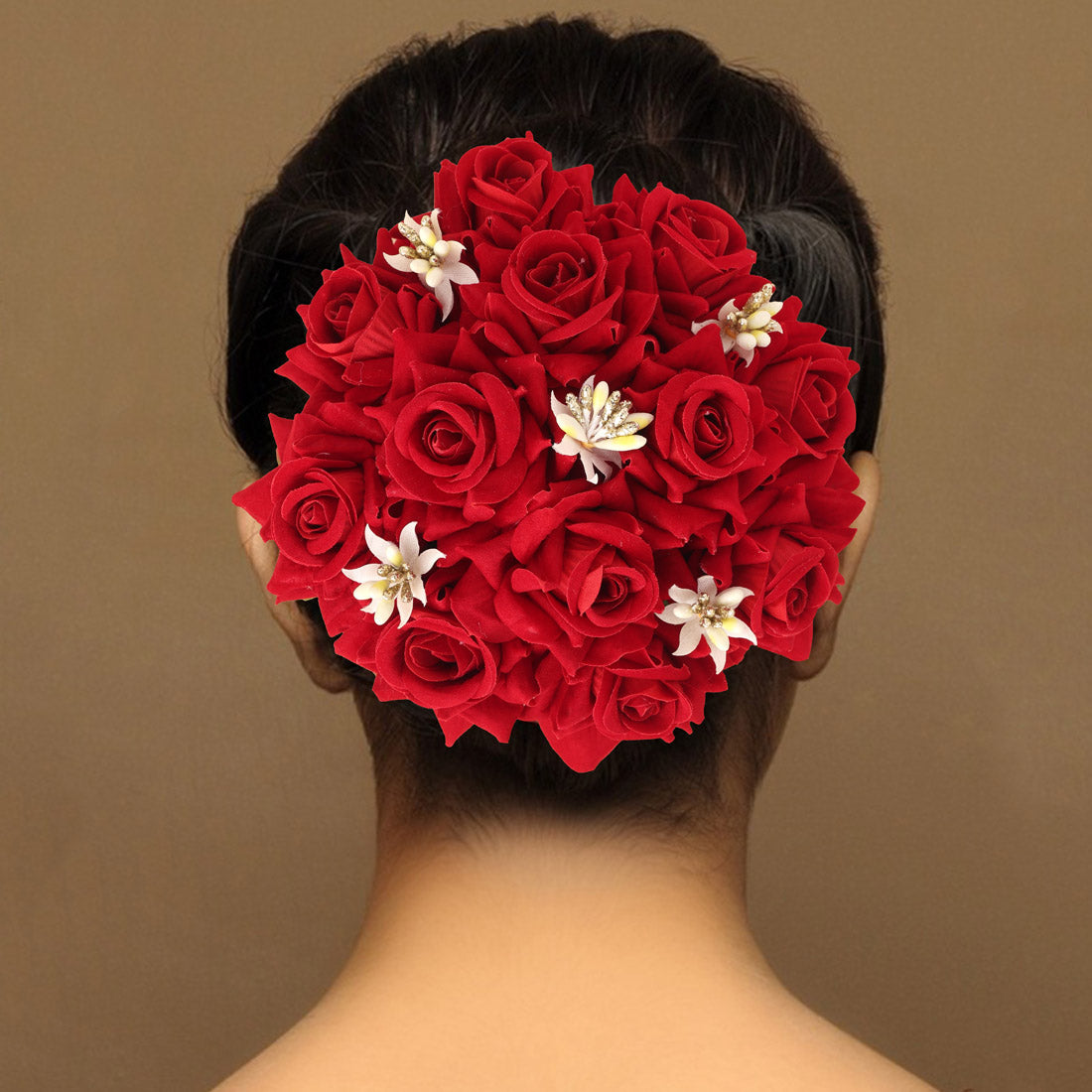 Red Color Rose Flower Hair juda//Bun (HRP212RED) Jewellery GetGlit