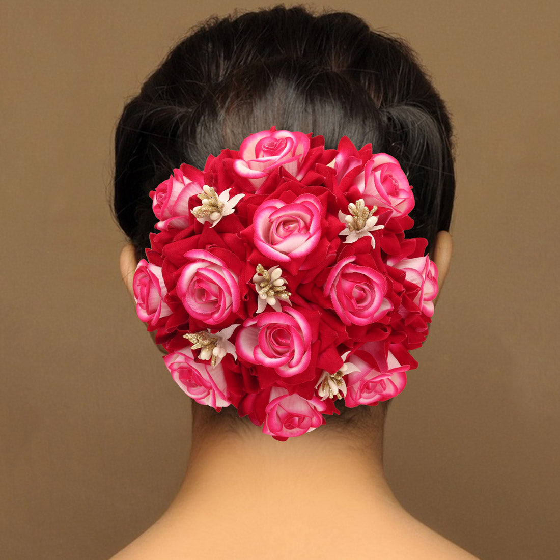 Rani Color Rose Flower Hair juda//Bun (HRP212RNI) Jewellery GetGlit