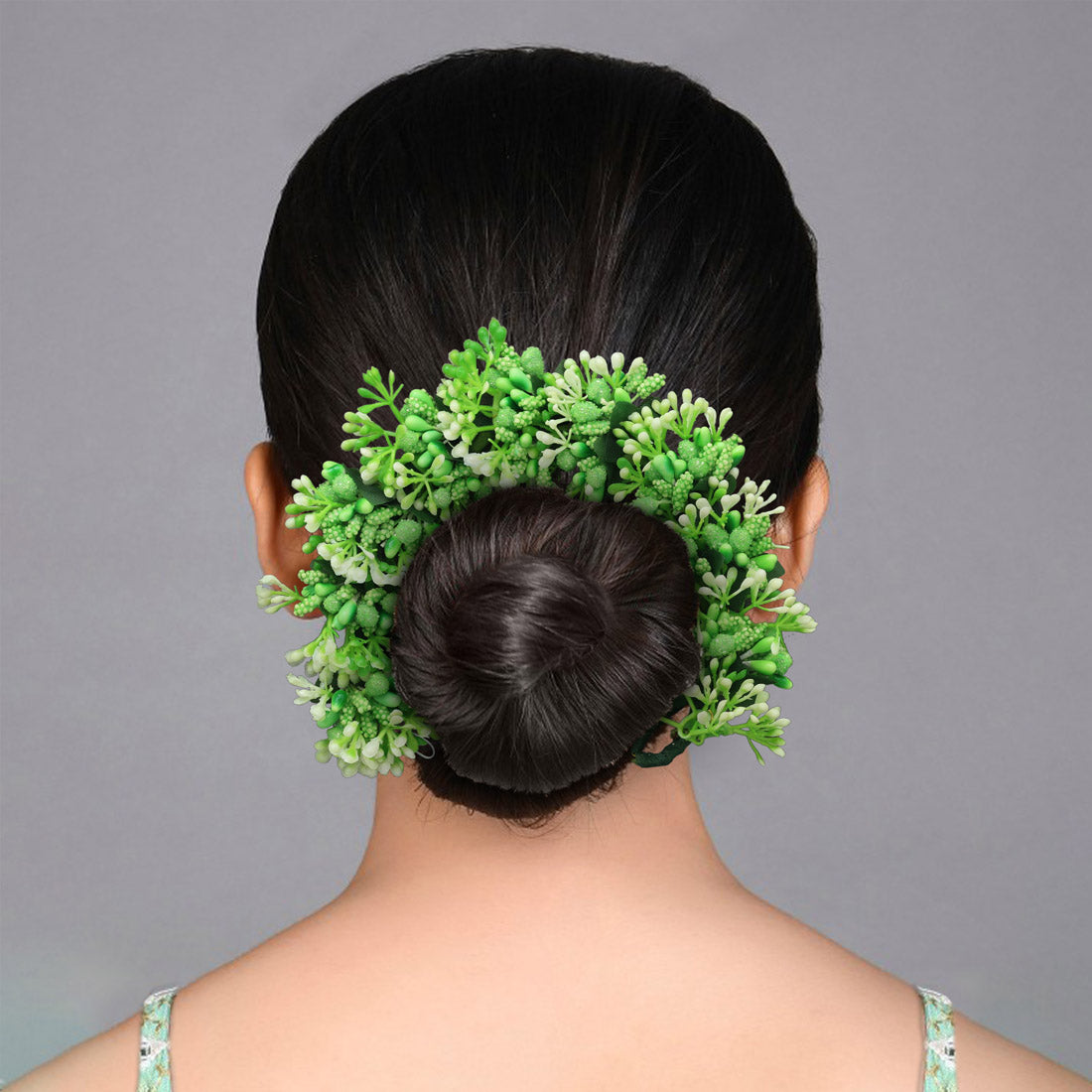 Green Color Flower Gajra For Women Hair Pin (HRP221GRN)