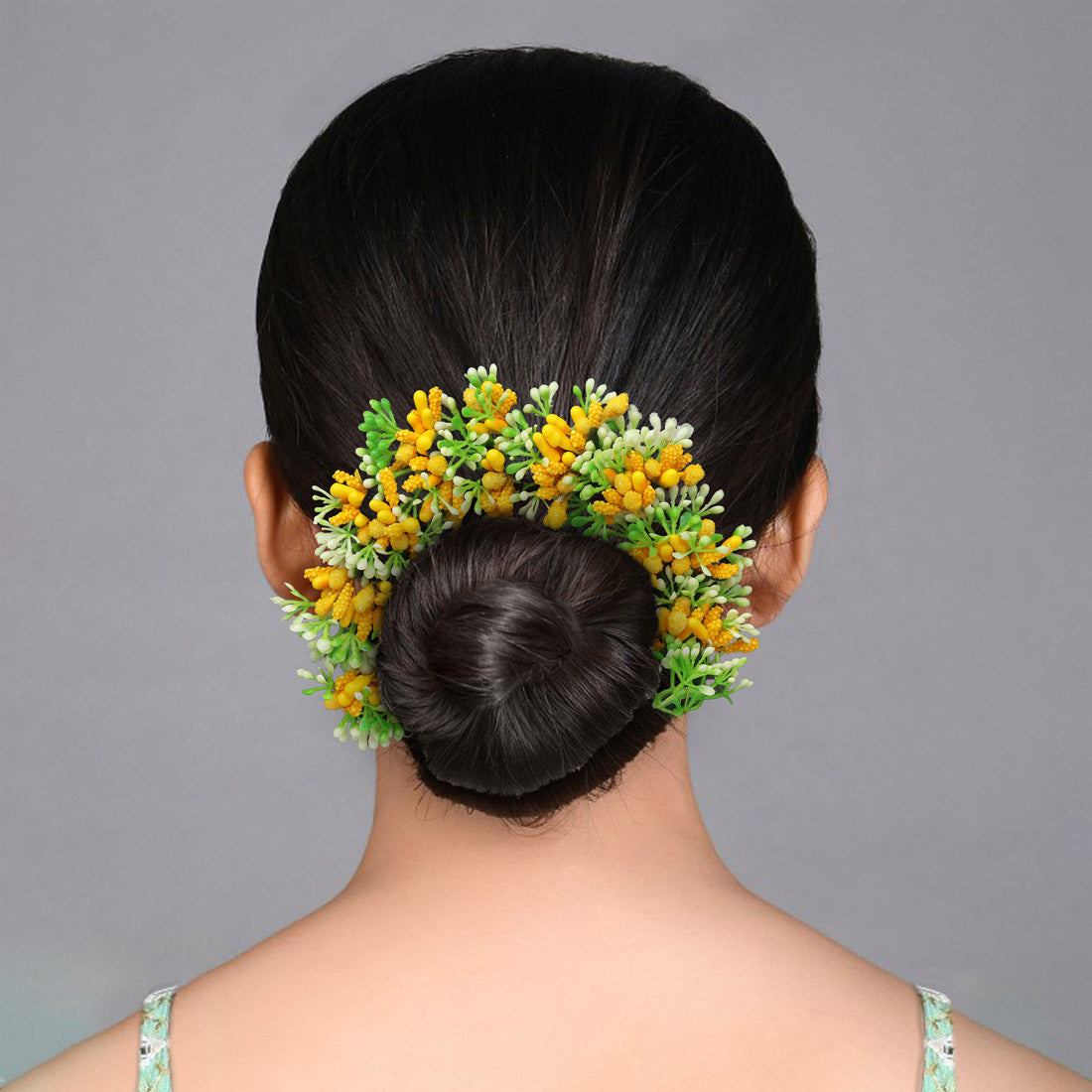 Yellow Color Flower Gajra For Women Hair Pin (HRP221YLW) Jewellery GetGlit