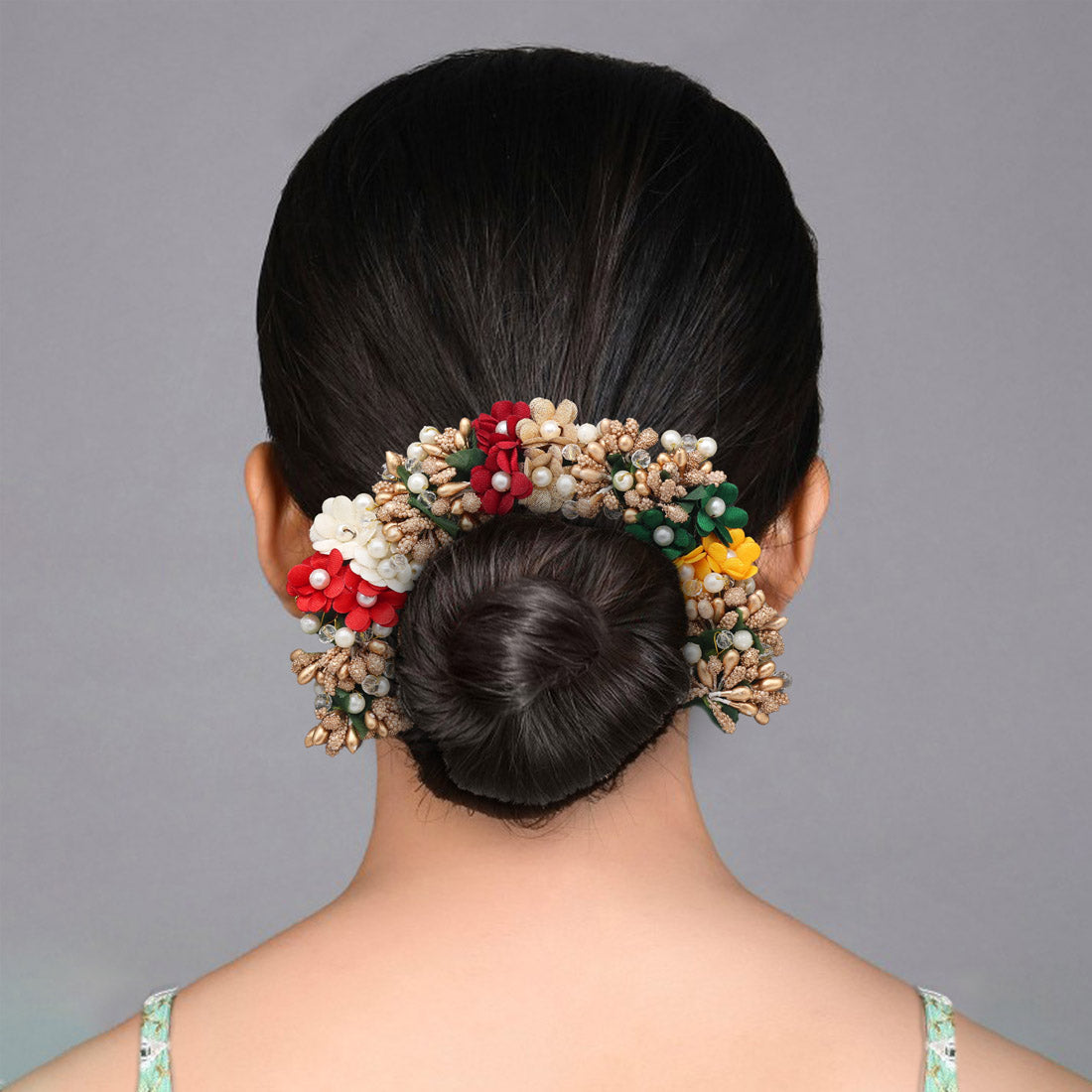 Multi Color Flower Gajra For Women Hair Pin (HRP226MLT) Jewellery GetGlit